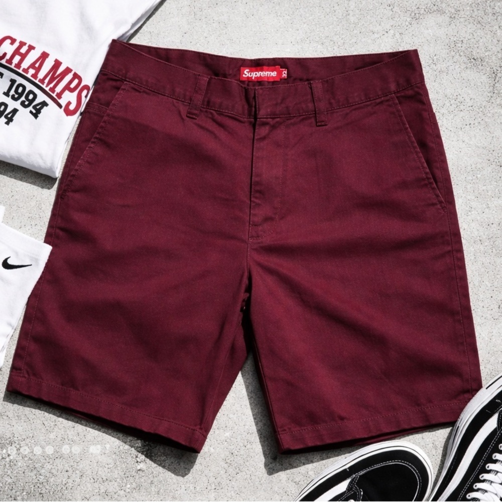 Supreme Burgundy Chino Shorts Men’s 32 Red Box Logo Skate